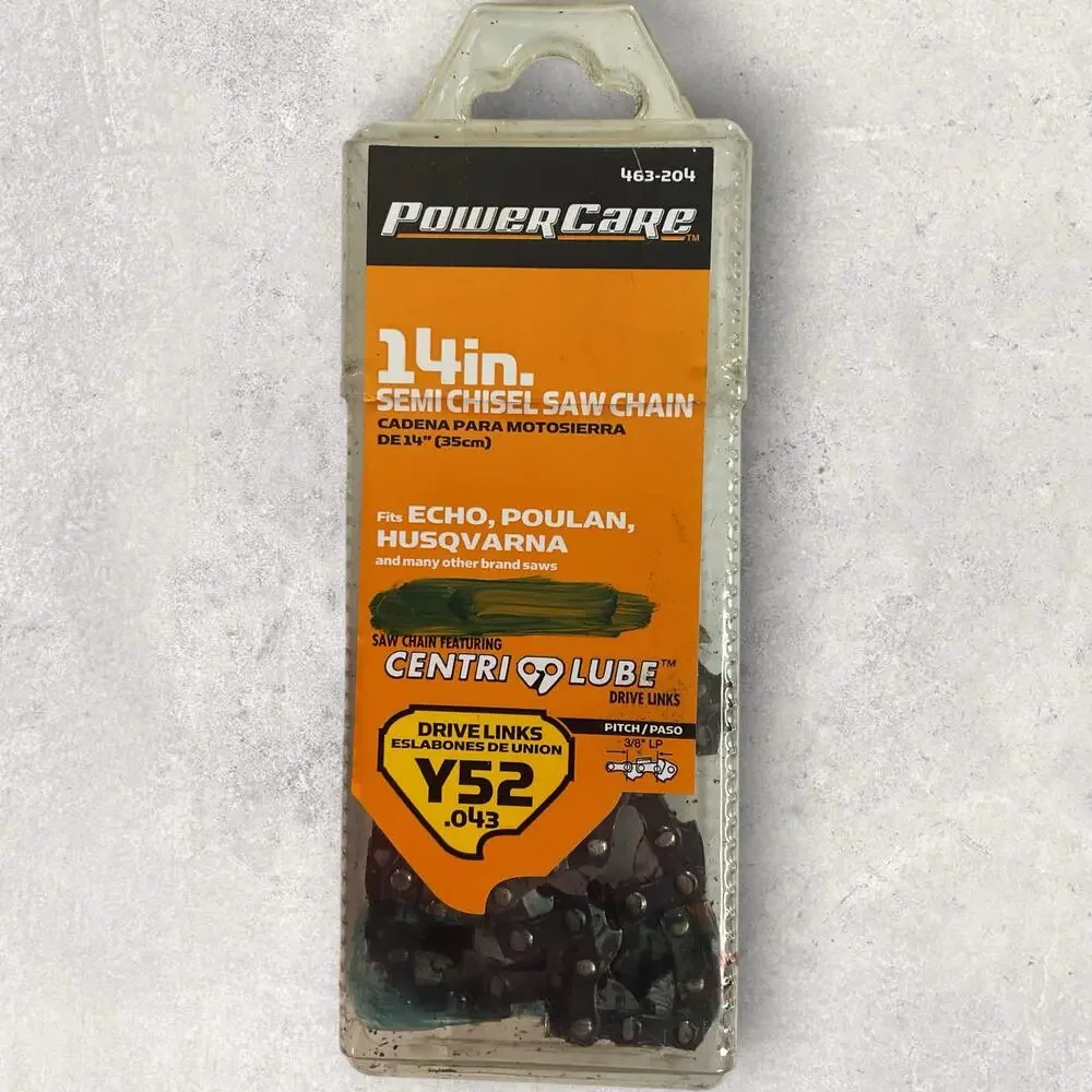 PowerCare 14 in Semi Chisel Chainsaw Chain Y52 .043 3/8 LP 52 DL